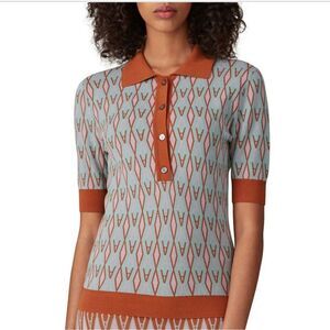 AKNVAS Andie Top Women Medium Short Sleeve Knit Sweater Ikat Cotton Blend